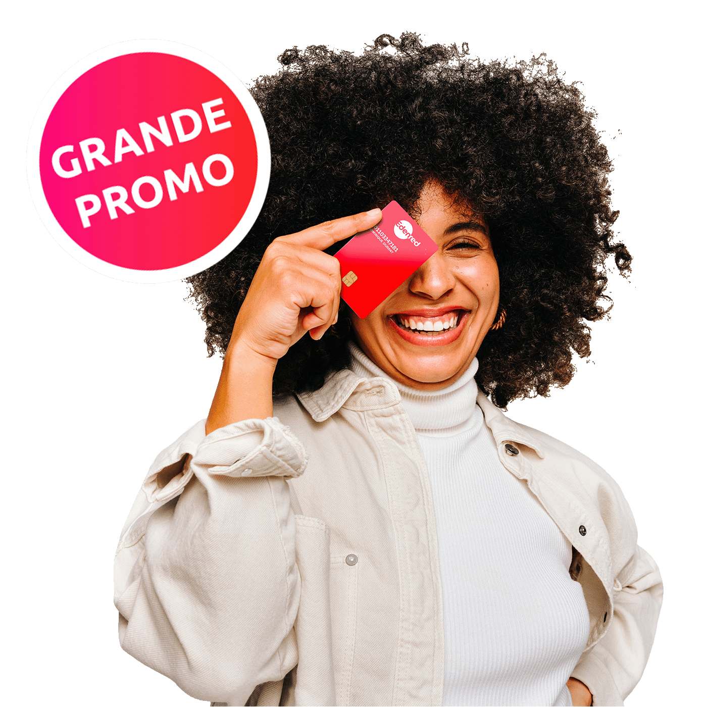 Dame qui présente carte Edenred pour promo chèque-repas